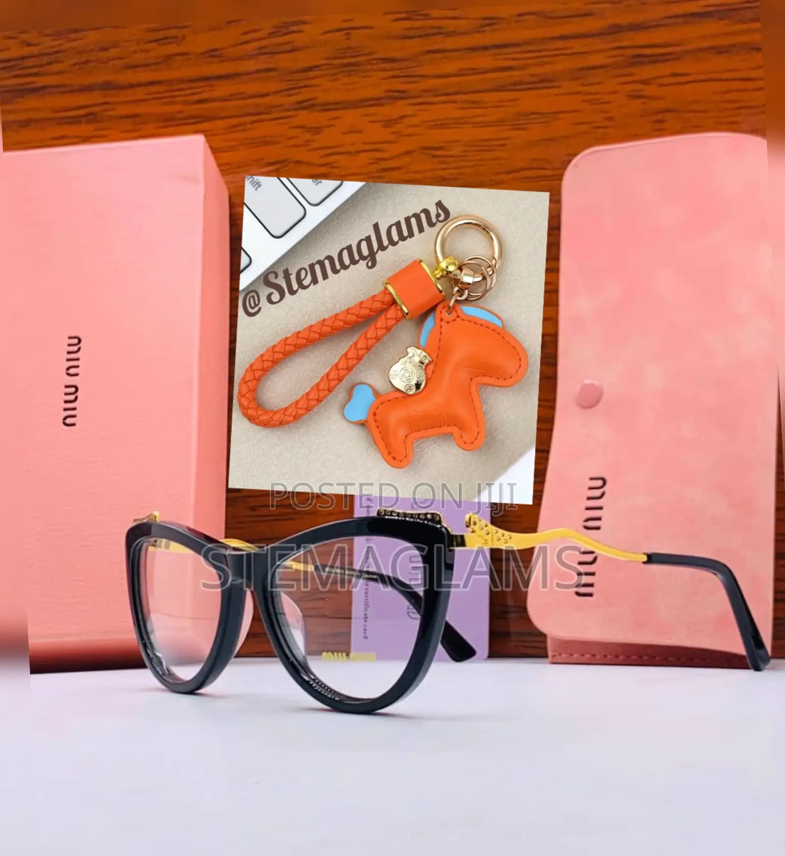 Miu Miu Cat Eye Metal Frame Glasses, Side Design