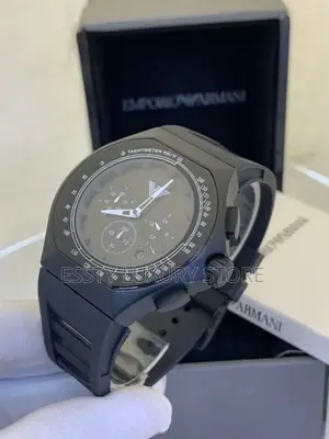 High Quality Luxury Emporio Armani Chronograph Black Rubber Strap