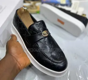 Versace White Sole, Matte Leather Patterned Loafers