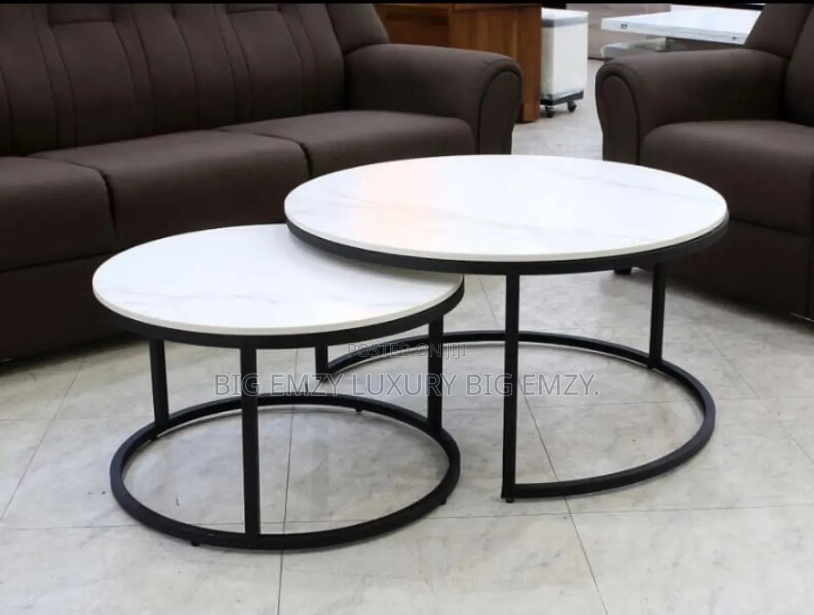 Double Joint Center Table With Marble Top