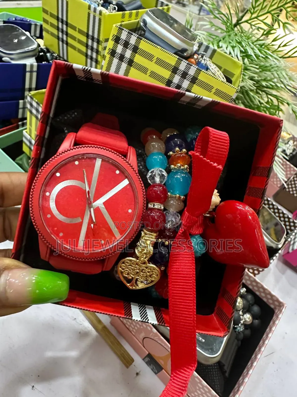 Ck Wristwatch and Bead Bangle With Box