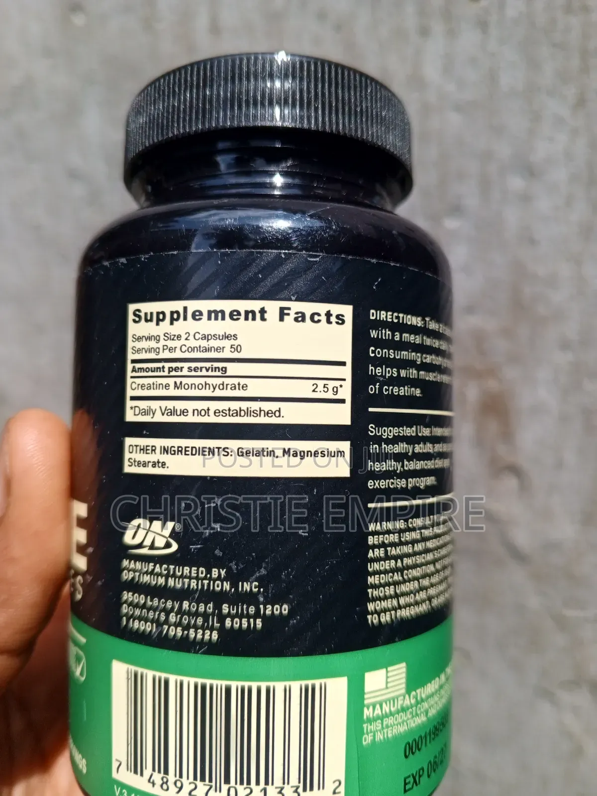 On Optimum Nutrition Micronized Creatine 100 Capsules 50 Servings