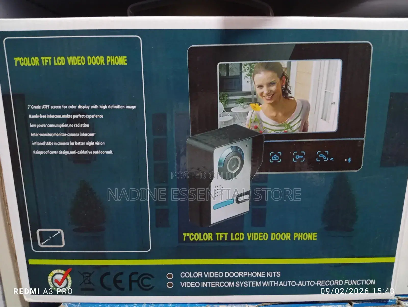 7" TFT LCD Color Video Door Phone Intercom System.