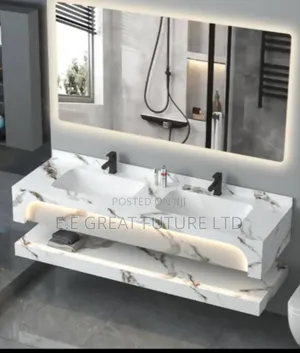 Cabinets With Wash Basin and Mirror Double