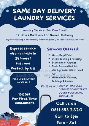 Same Day Delivery Laundry Services