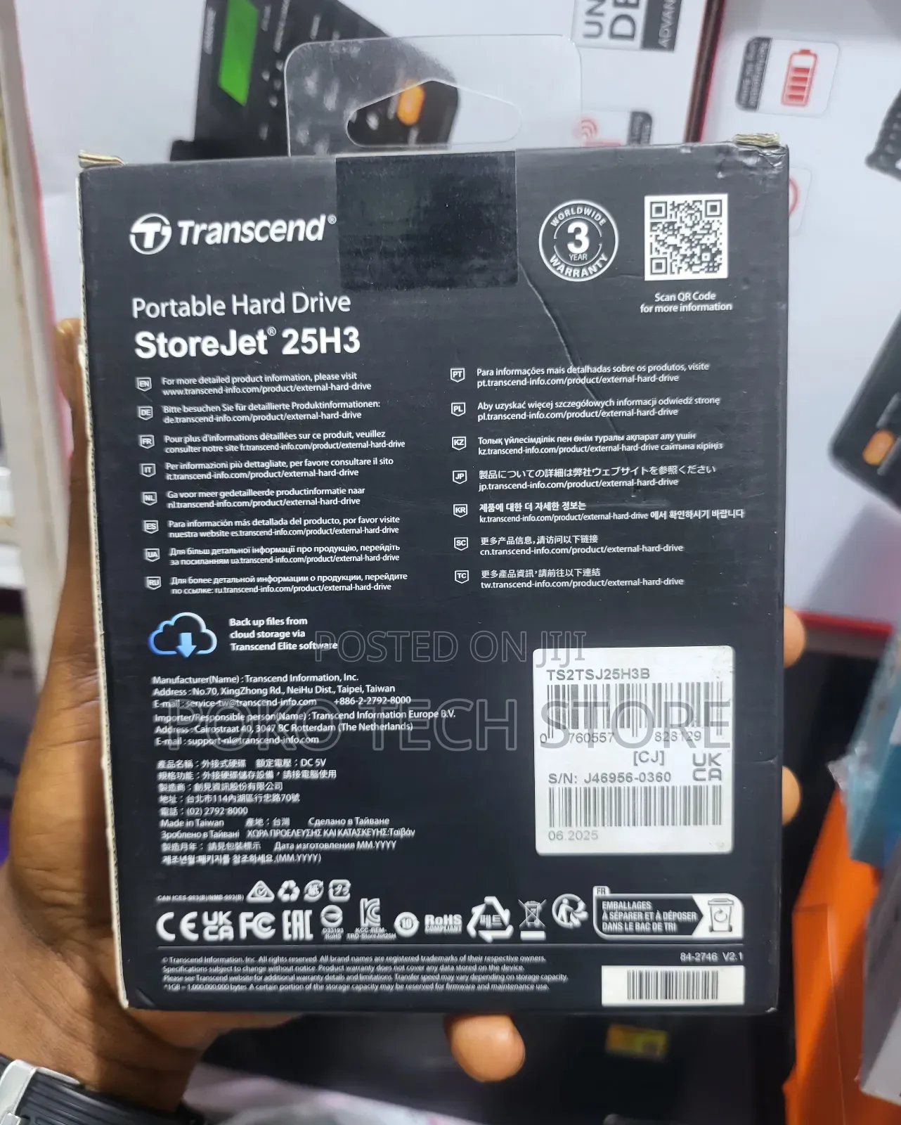 Transcend Storejet 25h3 2tb Portable Hard Drive.