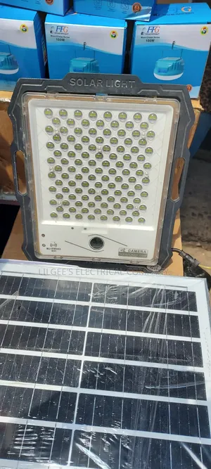 Advanced 300 Watts Solar Flood Light With Optics Lens Security Camera