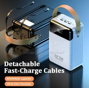 Original 80000mah Powerbank Fast Charging-Led Display 3 Port Inbuilt