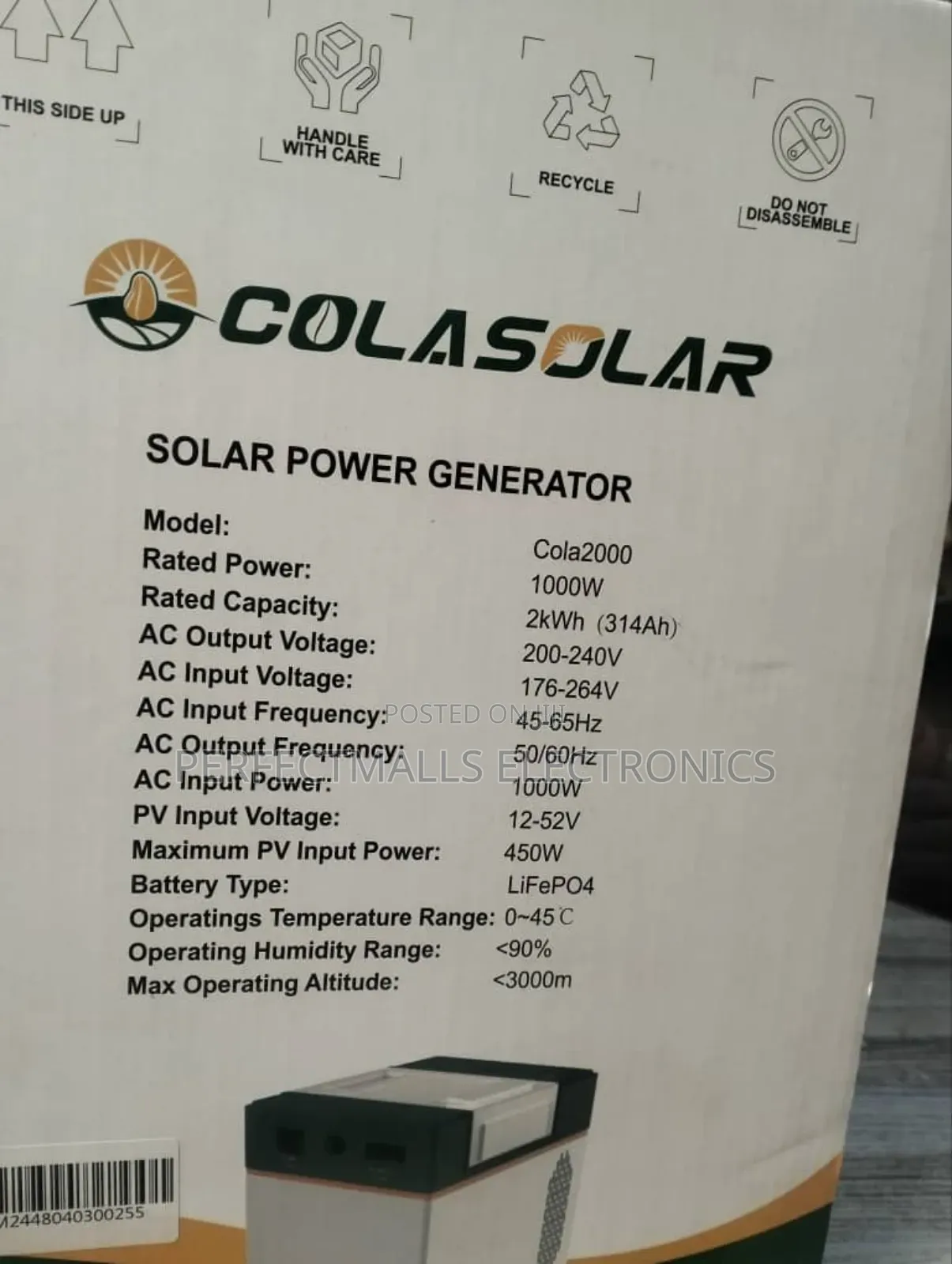 Colasolar 1000w Solar Generator With 2kwh Battery Cola2000