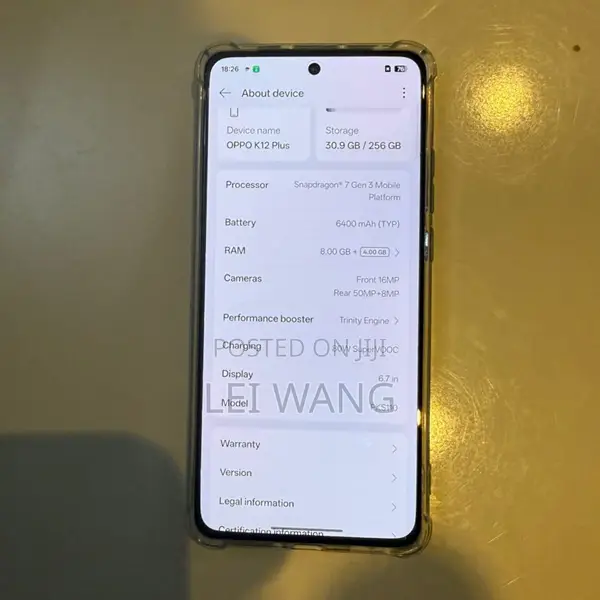 New Oppo K12 Plus 256 GB Black
