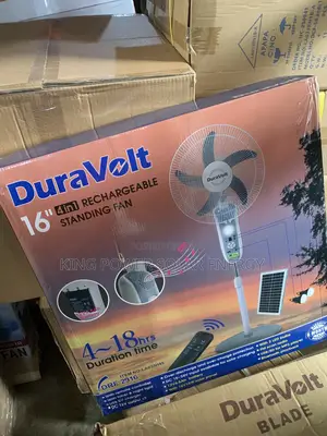 16” Duravolt Rechargeable Solar Standing Fan
