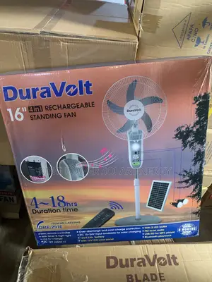 16” Duravolt Rechargeable Solar Standing Fan
