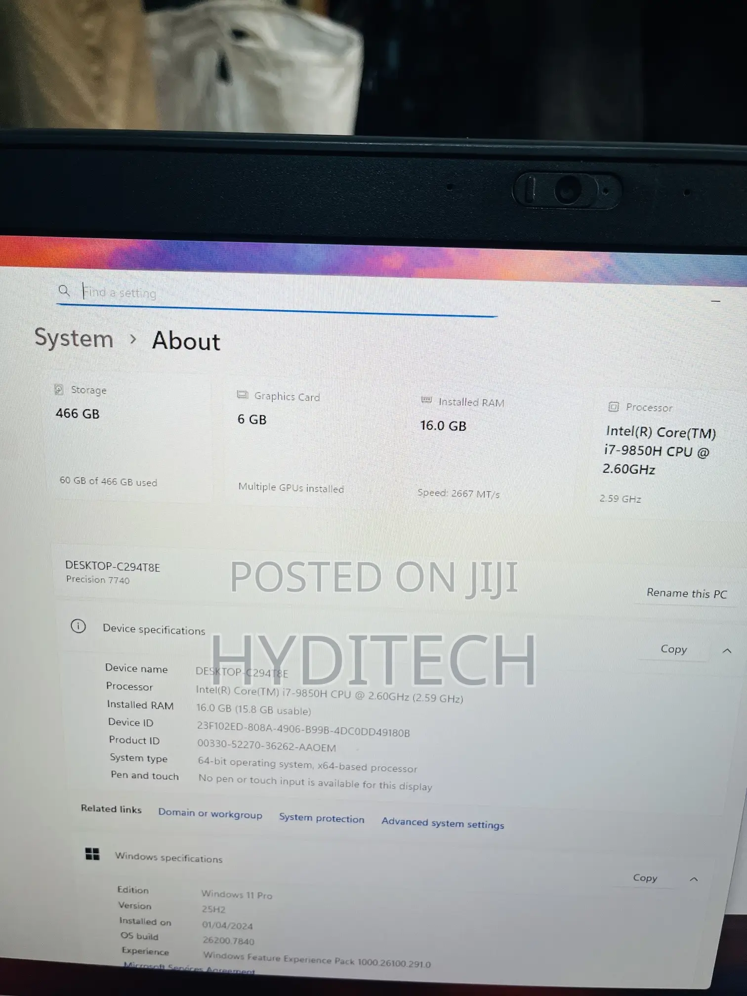 Laptop Dell Precision 7740 16GB Intel Core i7 SSD 512GB