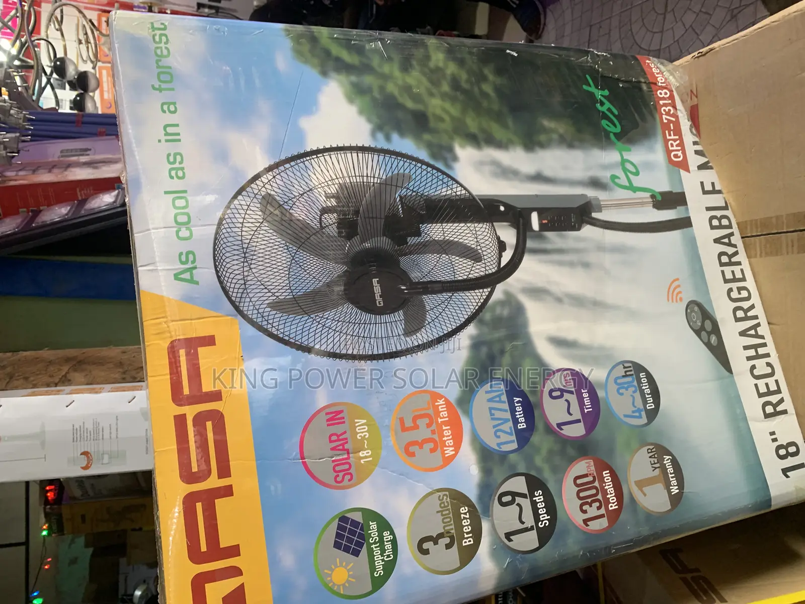 18” Qasa Rechargeable Mist Fan