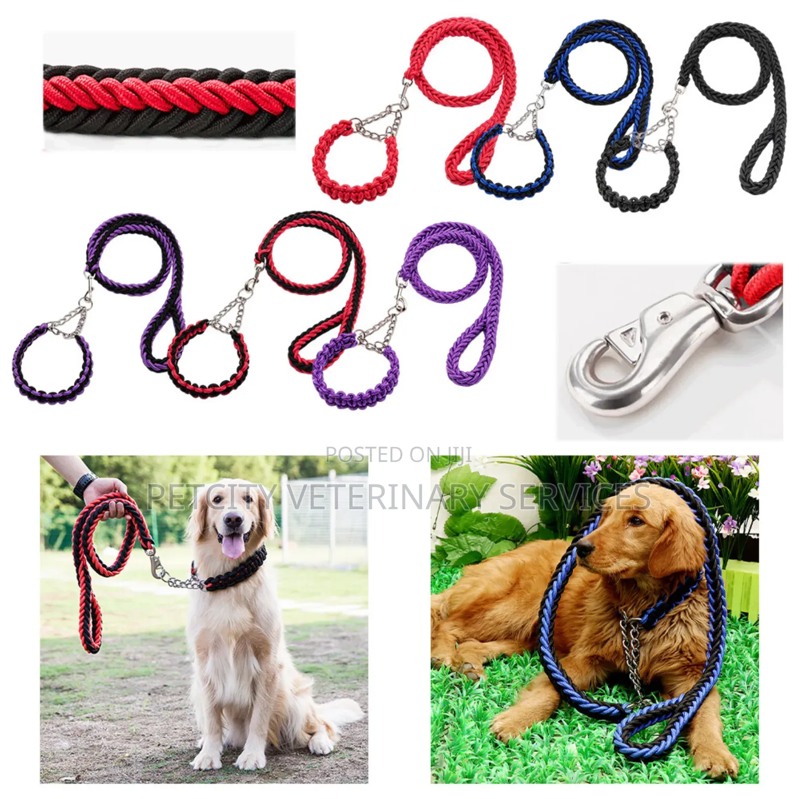 Braided Rope Dog Leash Collar Set (Also Available Without Collar)