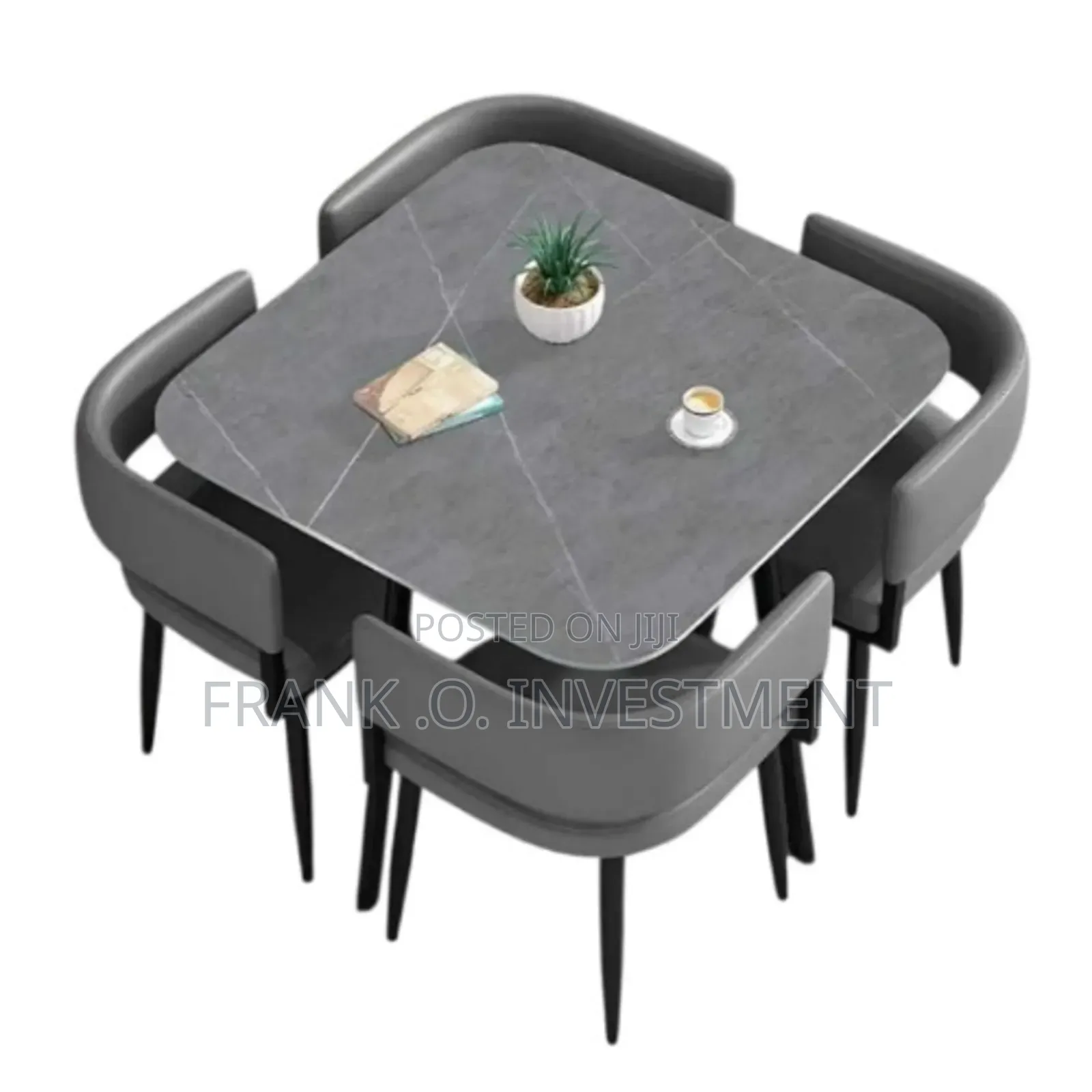 Square Dinning Table and 4 Chairs - Gray