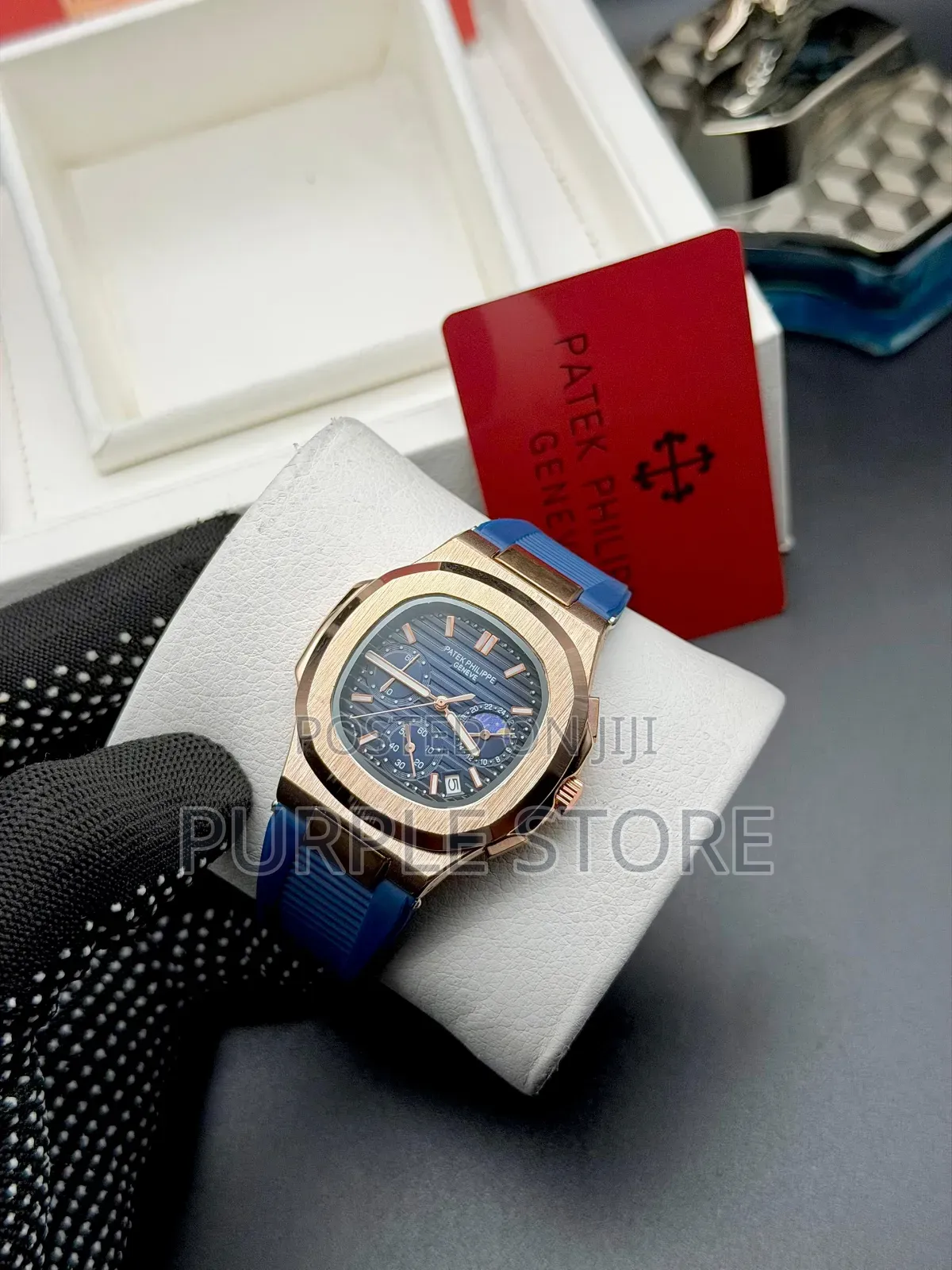 Patek Phillipe Functional Chronograph Auto Movement Rubber Strap Watch