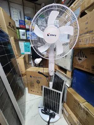All in One Solar Rechargeable Standing Fan With Panel and 1dc Bulb