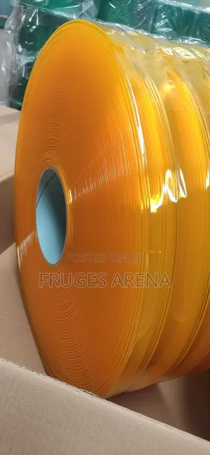 Industrial 3mm Yellow Ribbed PVC Strip Curtain Roll – 50m