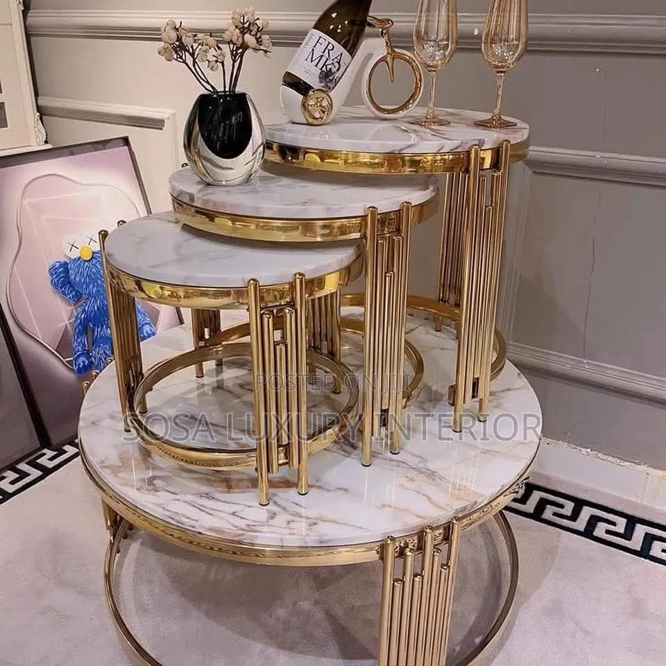 Elegant Imported Marble Centre Table With 1+3 Side Stools
