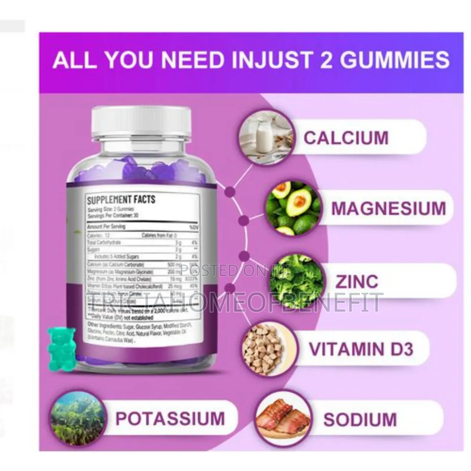 Calcium + D3 Gummies Dietary Supplement Immune Booster