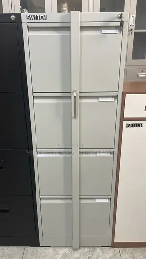 4-Drawer Filing Cabinet With a Locking Bar.