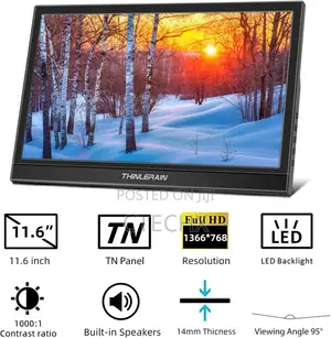 Thinlerain 11.6 Inch Portable Monitor 1366 X 768 Led Display