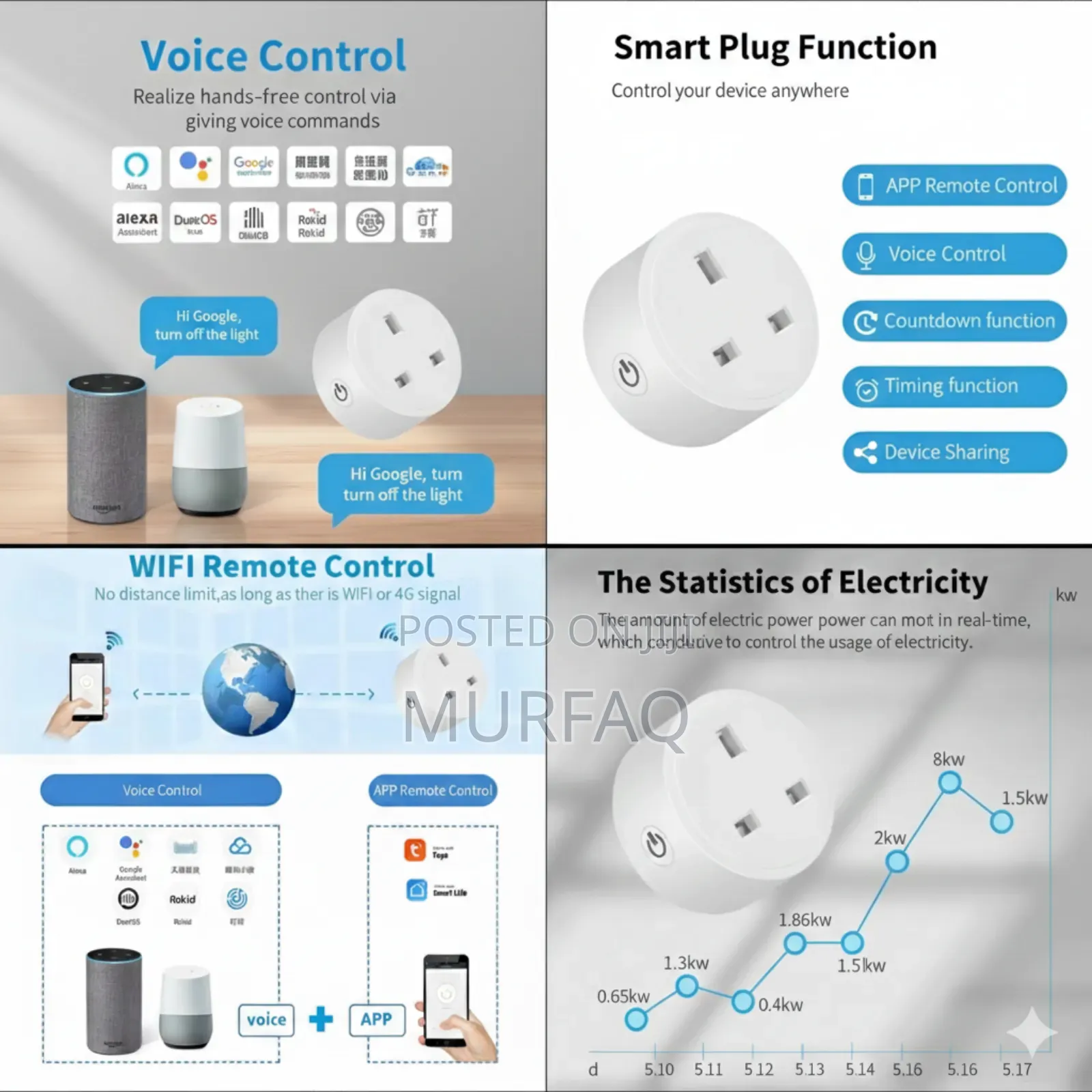 Tuya Smart Wall Socket Wifi Smartlife 16A 20A Uk Plug 3pin