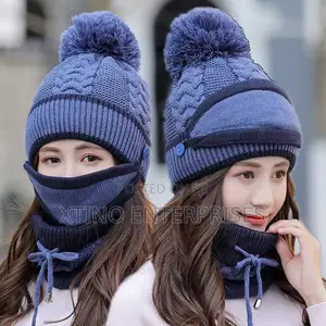 Winter Beanie Hat Scarf Set Mask Scarf Knitted Brand New Original