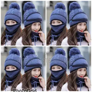 Winter Beanie Hat Scarf Set Mask Scarf Knitted Brand New Original