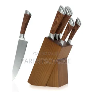 5-Piece Elegant Wooden Kitchen Knife Set With Holding Block