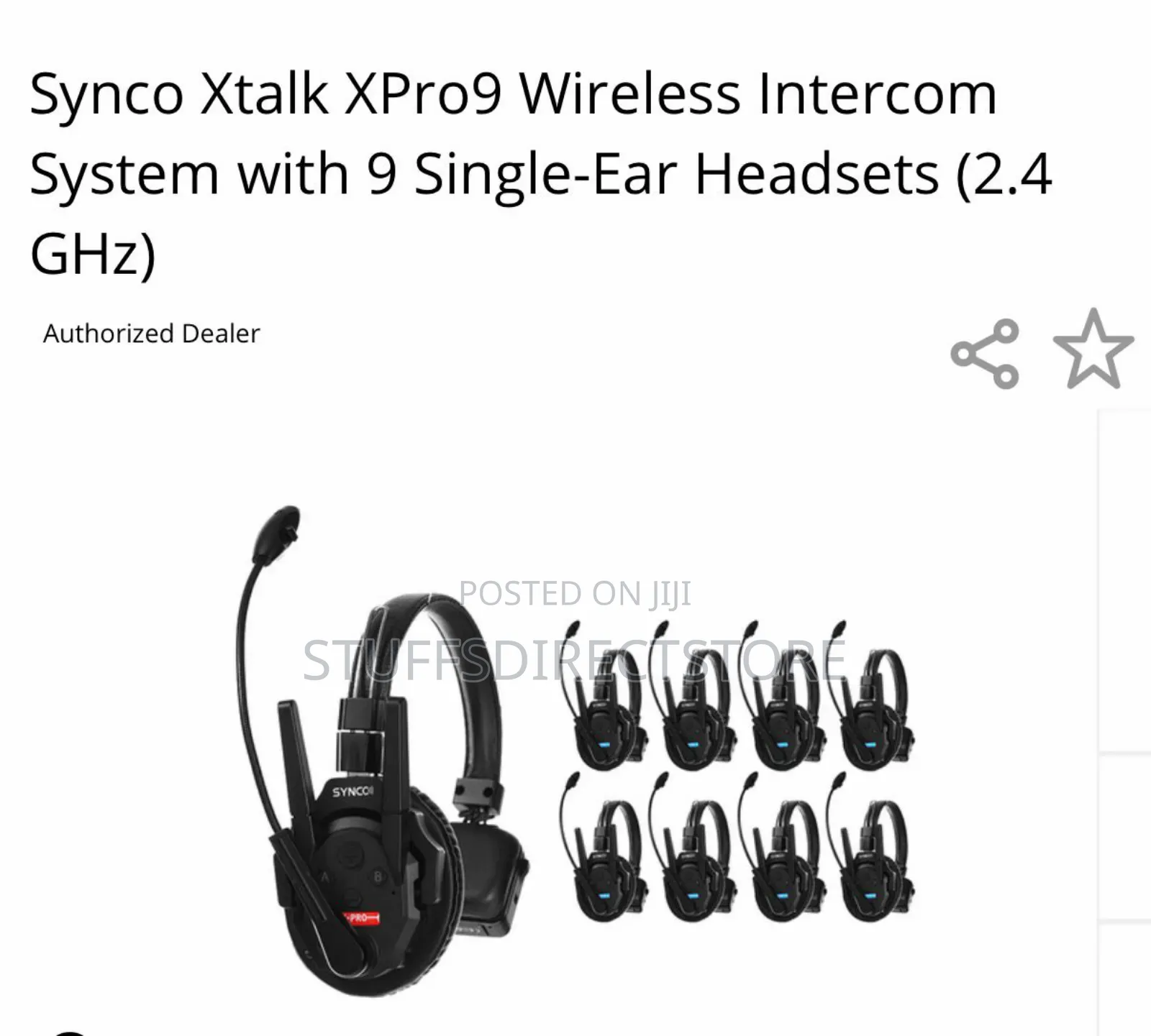 Synco Xtalk Xpro9 Wireless Intercom System With 9 Single-ear Headsets