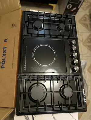 Burners: Features 4 Gas Burners and 1 Central Electric Hot Plate