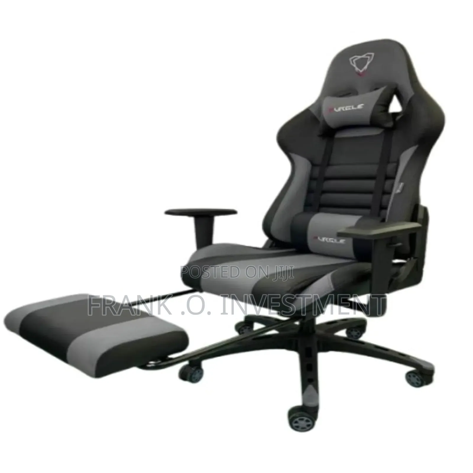 Furgle Ergonomic Gaming Chair With Footrest - Black Gray