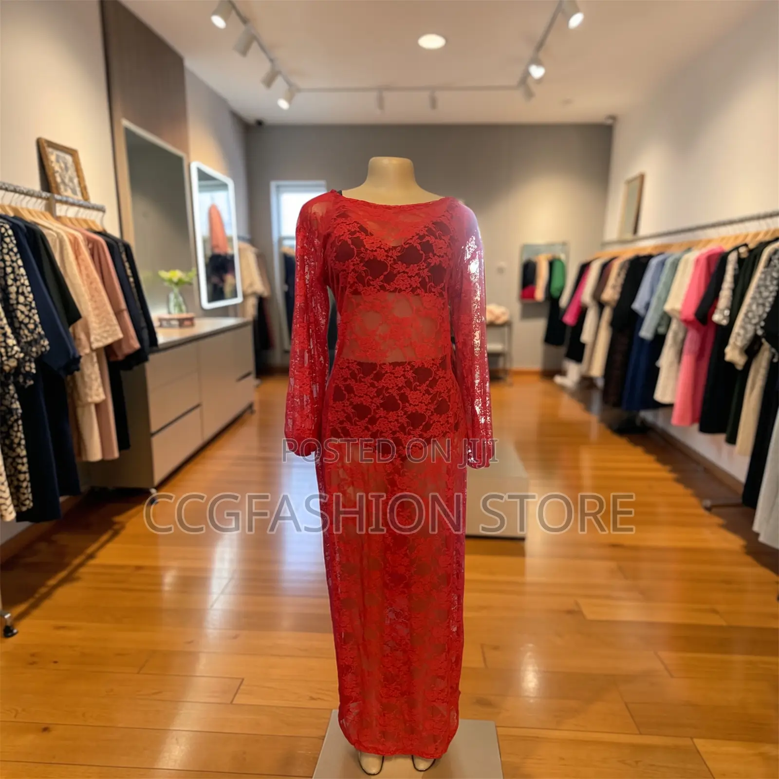 Red Lace Gown Dress