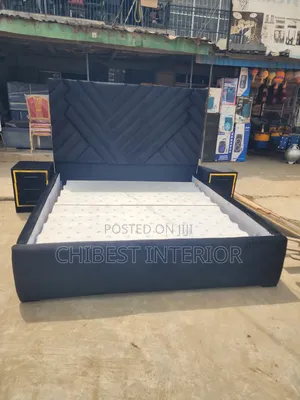 6by6 Black Coloured Upholstery Padded Bed Frame