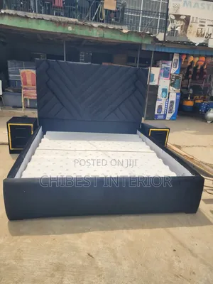 Standard 6by6 Black Upholstery Padded Bed