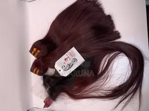 Super Double Drawn Burgurdy/Wine Bone Straight Bundles and Closure