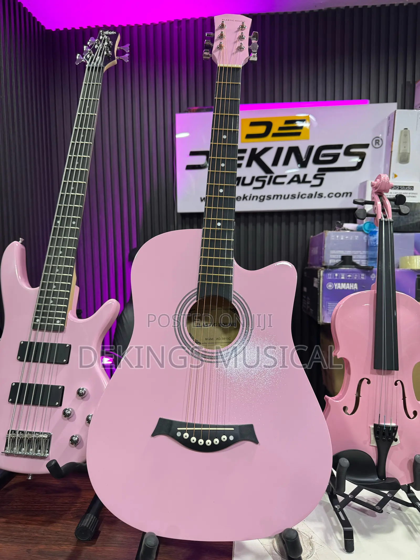 Pink Acoustic Guitar Dreadnought