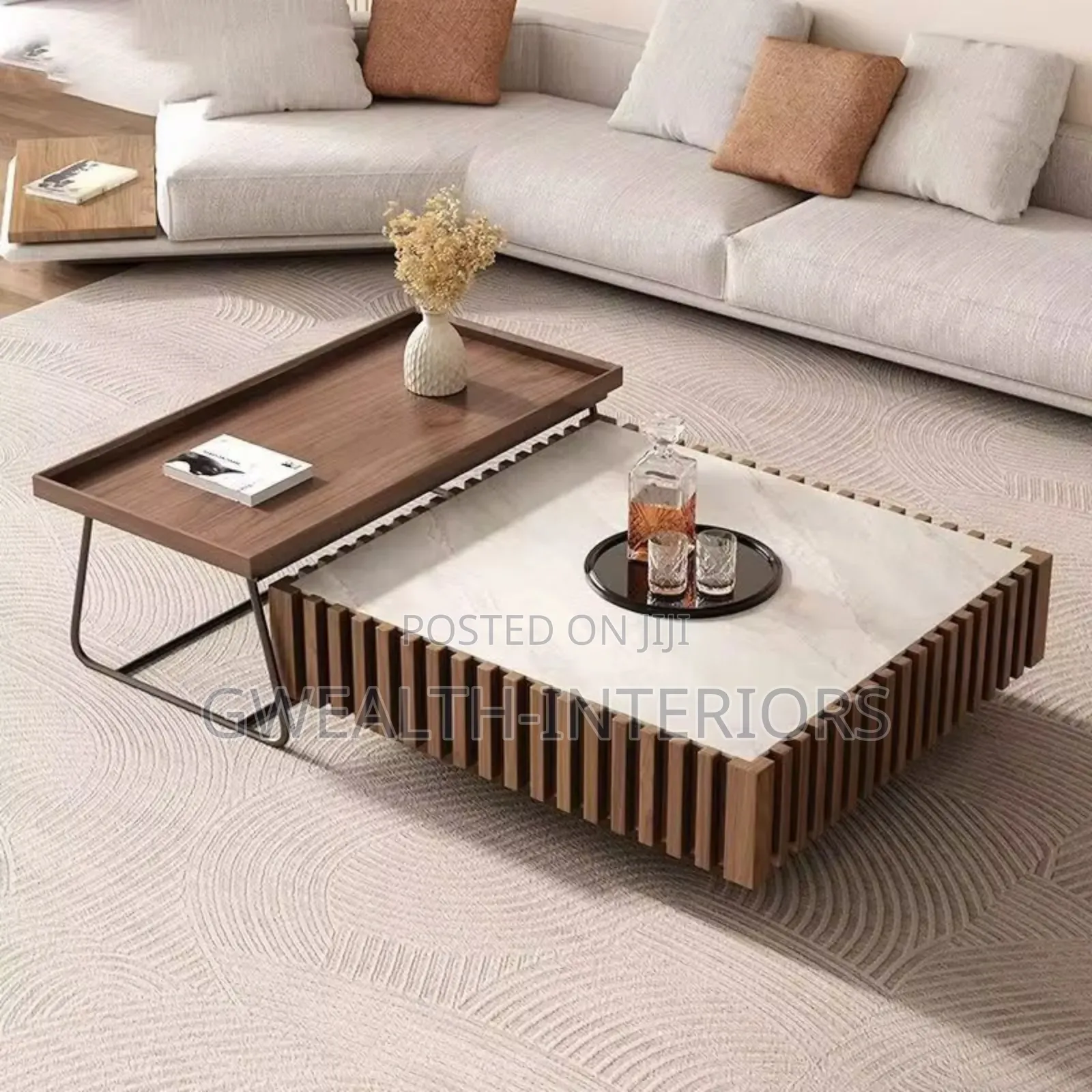Imported Coffee Brown and Cream Center Table