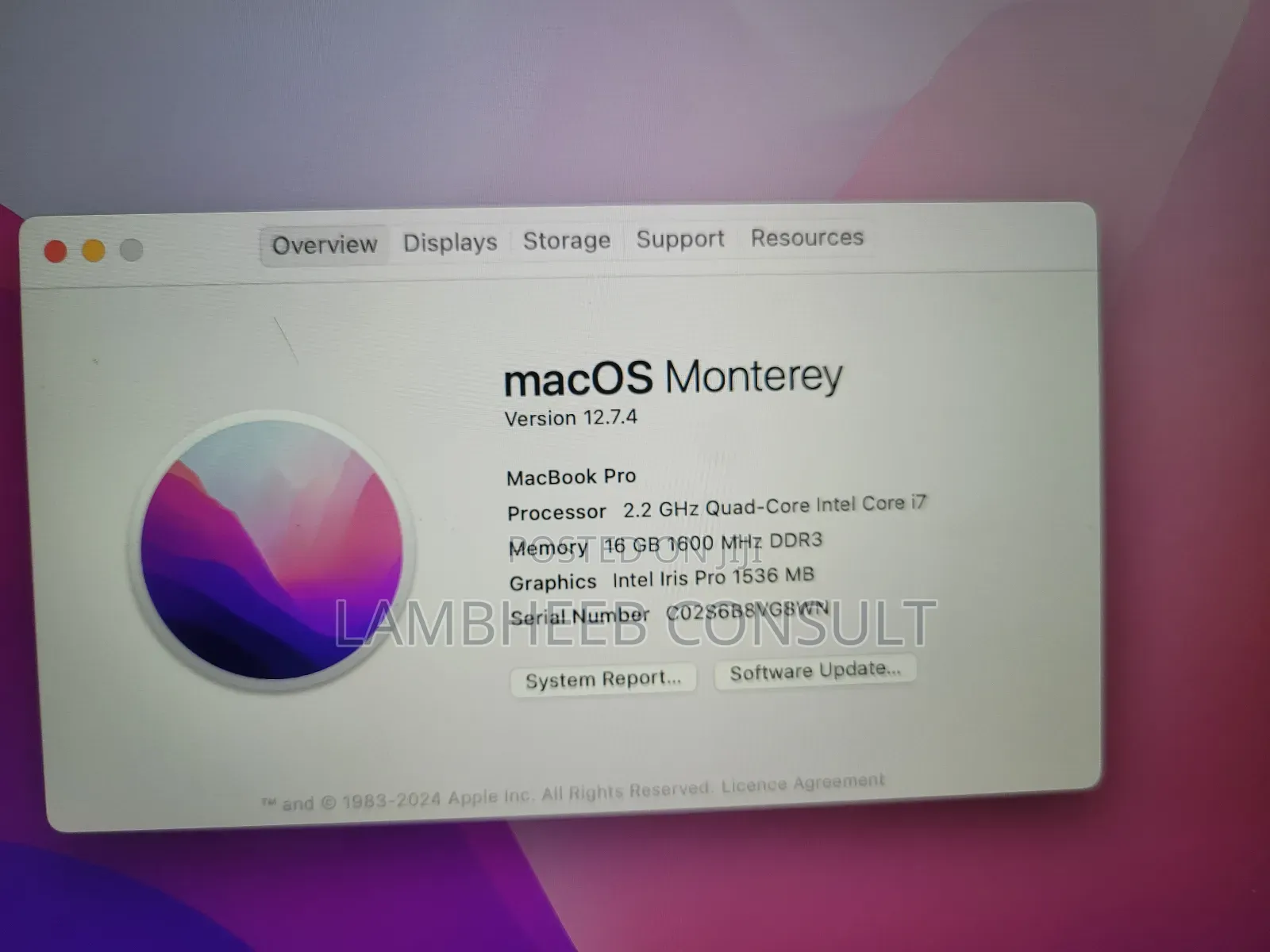 Laptop Apple MacBook Pro 2015 16GB Intel Core I7 SSD 256GB