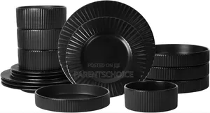 16-Piece Dinnerware Set Stoneware, Black