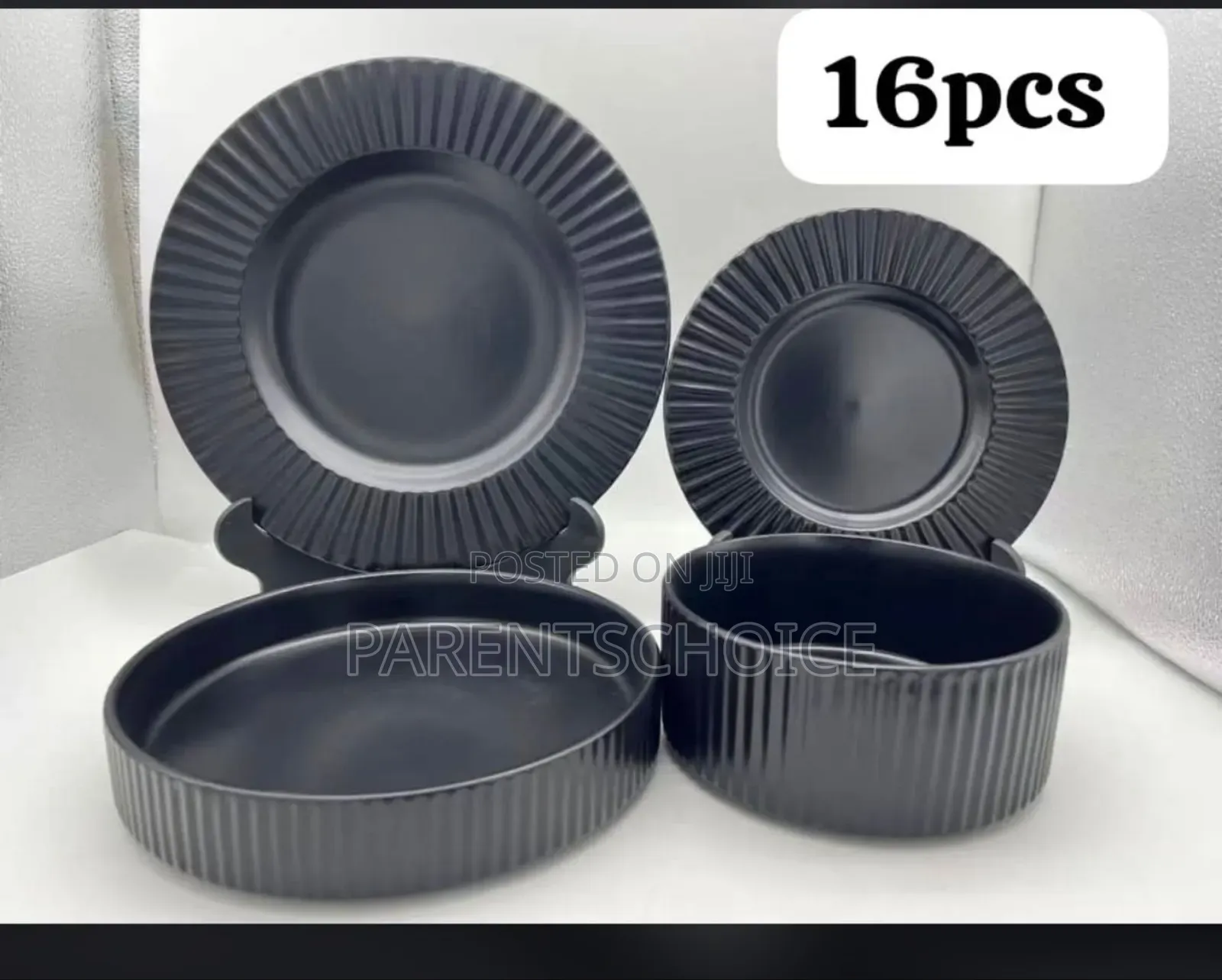 16-Piece Dinnerware Set Stoneware, Black