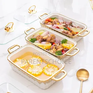 3 Pack Ceramic Chafing Dish Buffet Set With Visible Glass Lid