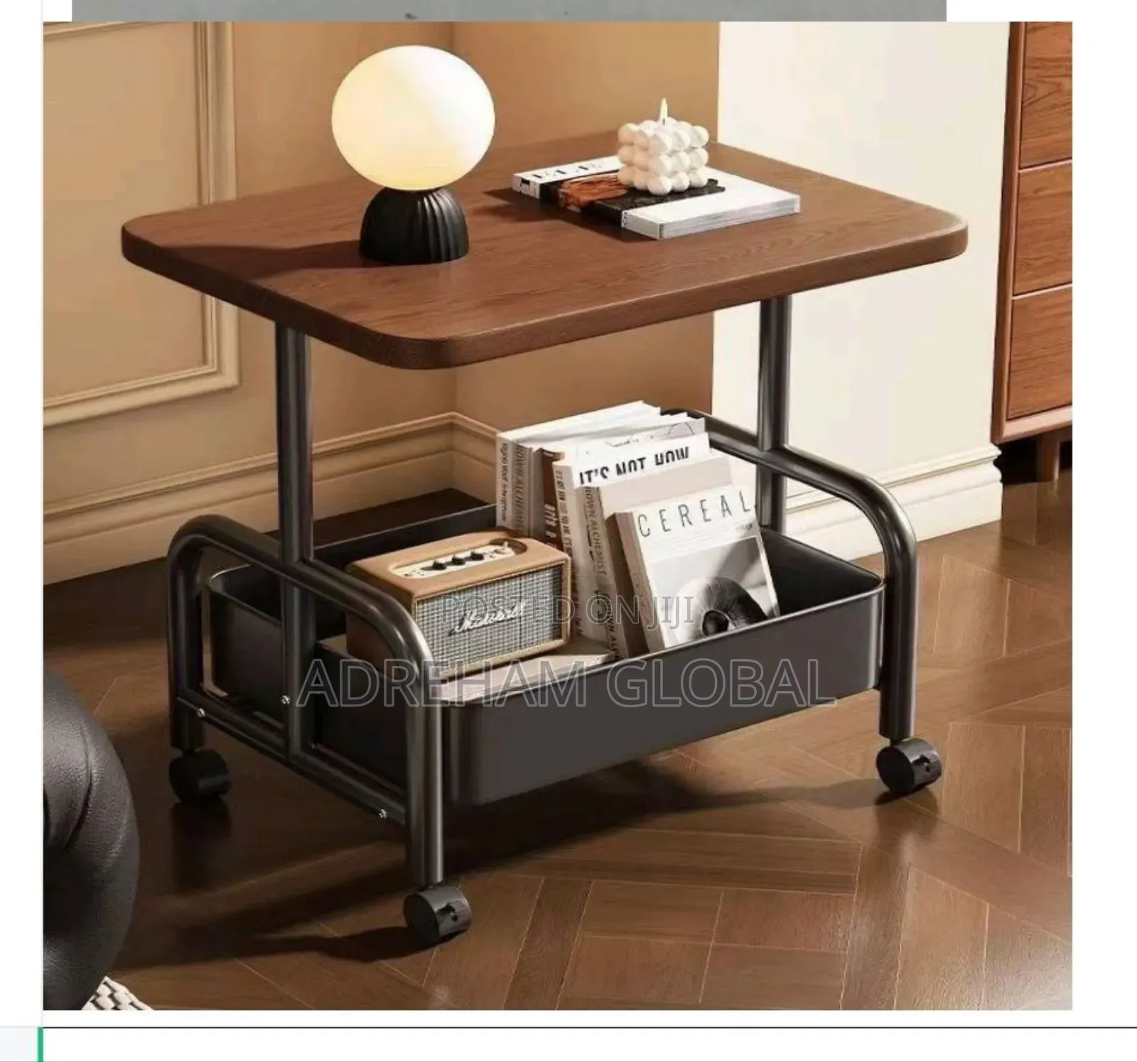 High Quality Multi-Tier Rolling Sofa Side Table With Storage Shelves
