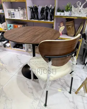 Modern Luxury Wood Dining Chairs and Flat Table Set