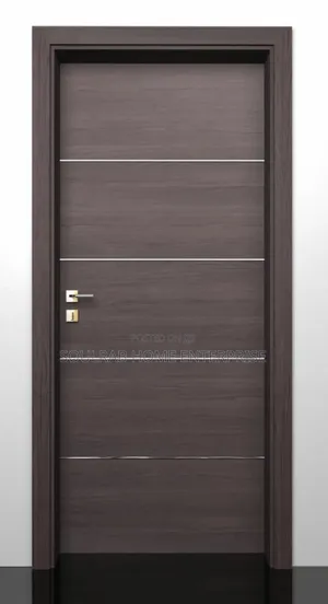 Durable Clay Brown HDF Door With Frame, Lock, Inches Installation
