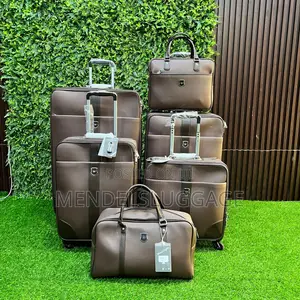 6-Piece Brown Travel Bag Set With Spinner Wheels