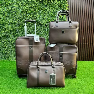 6-Piece Brown Travel Bag Set With Spinner Wheels