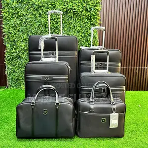 6-Piece Black Travel Bag Set With Spinner Wheels